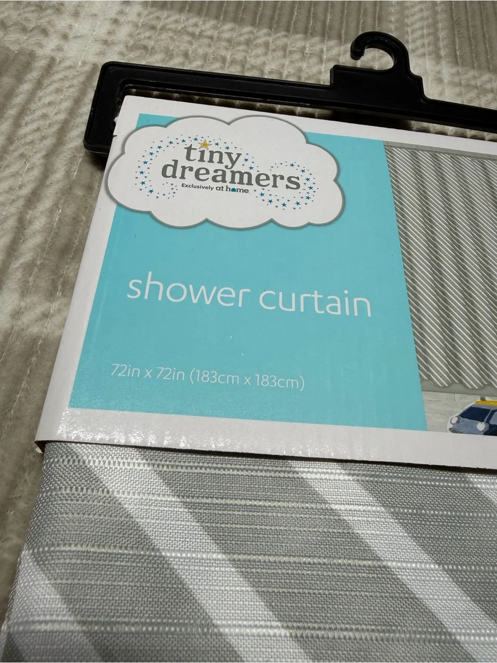 Dreamers Gray & White Diagonal Stripe Shower Curtain